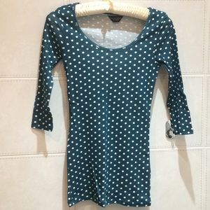 🐸 FREE W/PURCHS Teal Polka Dot Scoop Tee Top